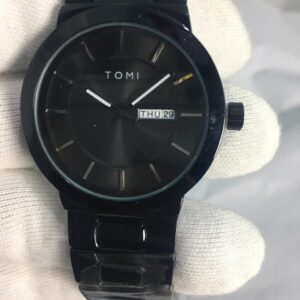 Tomi T303 Men's Stainless Steel Watch – Black (Day & Date Display)