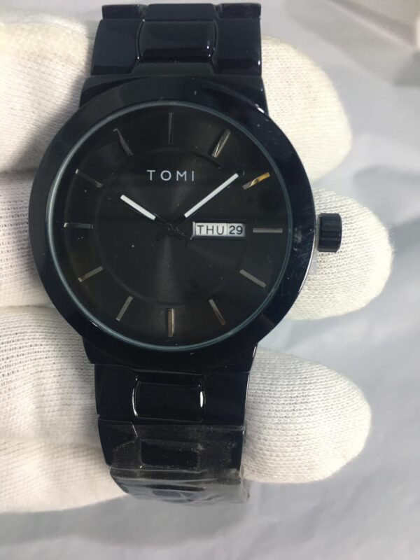 Tomi T303 Men's Stainless Steel Watch – Black (Day & Date Display)