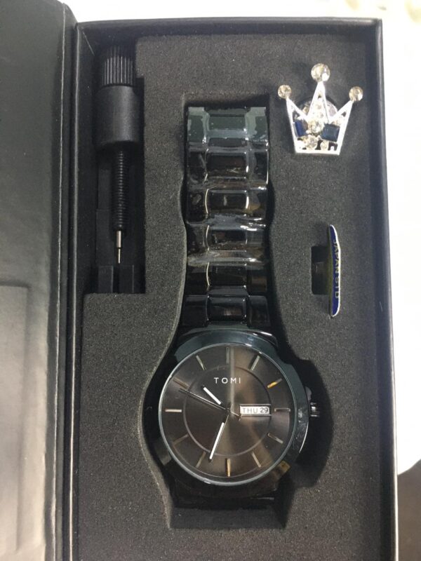 Tomi T303 Men's Stainless Steel Watch – Black (Day & Date Display) - Image 2