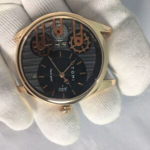 Tomi T106 Face Gear Luxury Men's Watch – Gold with Date Dial