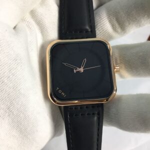 Tomi Simple Fashion & Creative Men's Watch – Black & Gold Dial with Black Strap